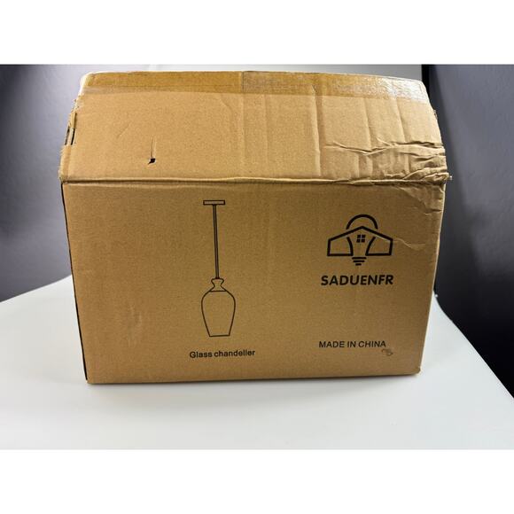 Saduenfr Glass Farmhouse Style Pendant Hanging Light Fixture Brushed Gold - Picture 5 of 7